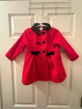 Starting Out 24M Red Black Bow Holiday Fleece Dress Coat Christmas